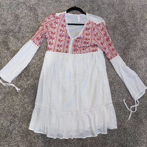 Embroidered Long Sleeve Mexican Mini Dress (Huipil)